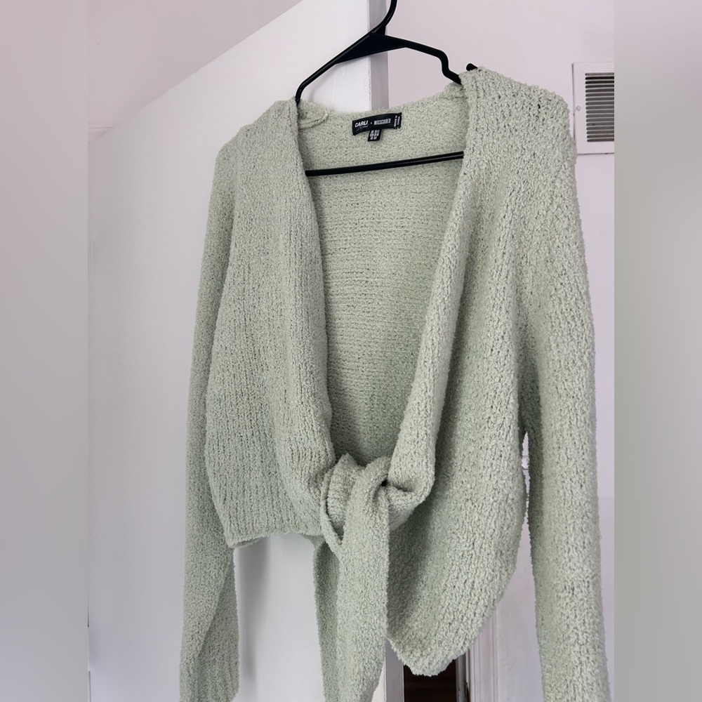 Carli Bybel x Missguided chenille green wrap top women’s size M, 6/8